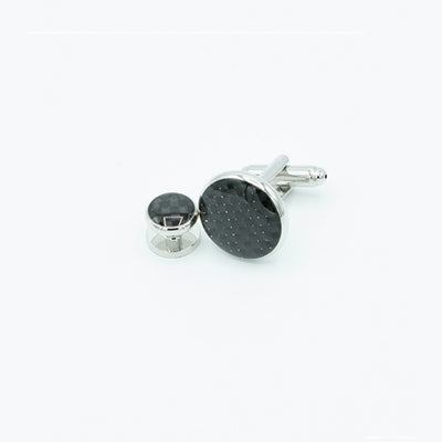 Black Carbon Round Silver Setting/4 Round Studs